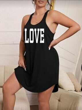 LOVE Women's Black Ruffled Round-Neck Dress